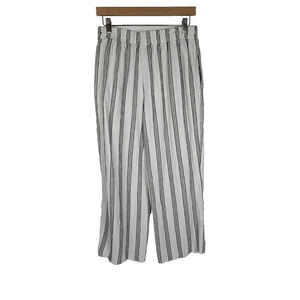 Royalty Beach Pant Split Ankle Linen Blend Blue White Striped Women's Medium